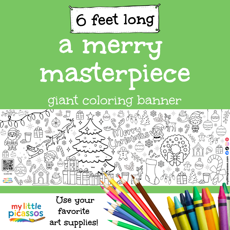 Merry Christmas Giant Coloring Banner – festive holiday art activity for kids and families