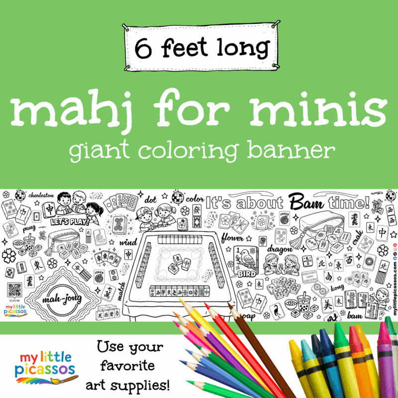 Mahj for Minis mahjong-themed giant coloring banner for kids